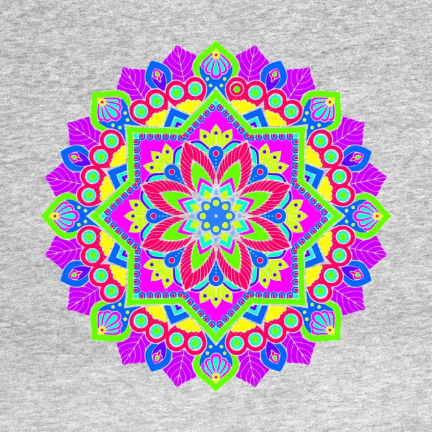 Bright Colorful Mandala Art by AlondraHanley